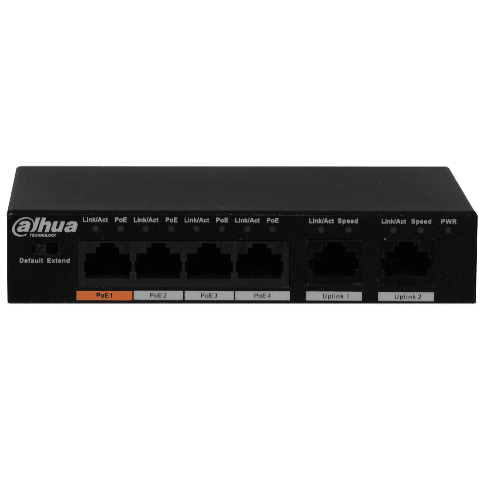 DH-PFS3006-4ET-60 - Коммутатор, Dahua, DH-PFS3006-4ET-60, Настольный, 6 портов 10/100M, PoE (4 порта), Корпус металл