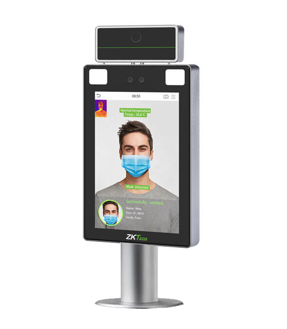 ZKTeco ProFaceX [CH/TI] [WIFI] - Терминал распознавания лиц и измерением температуры. Детекция маски. Дисплей 8" IPS , память: лиц 50000, событий 1млн. TCP/IP, WiFI, RS232, RS485, Wiegand, IP68. Расстояние измерения 30 - 120 см.Крепление на турникет