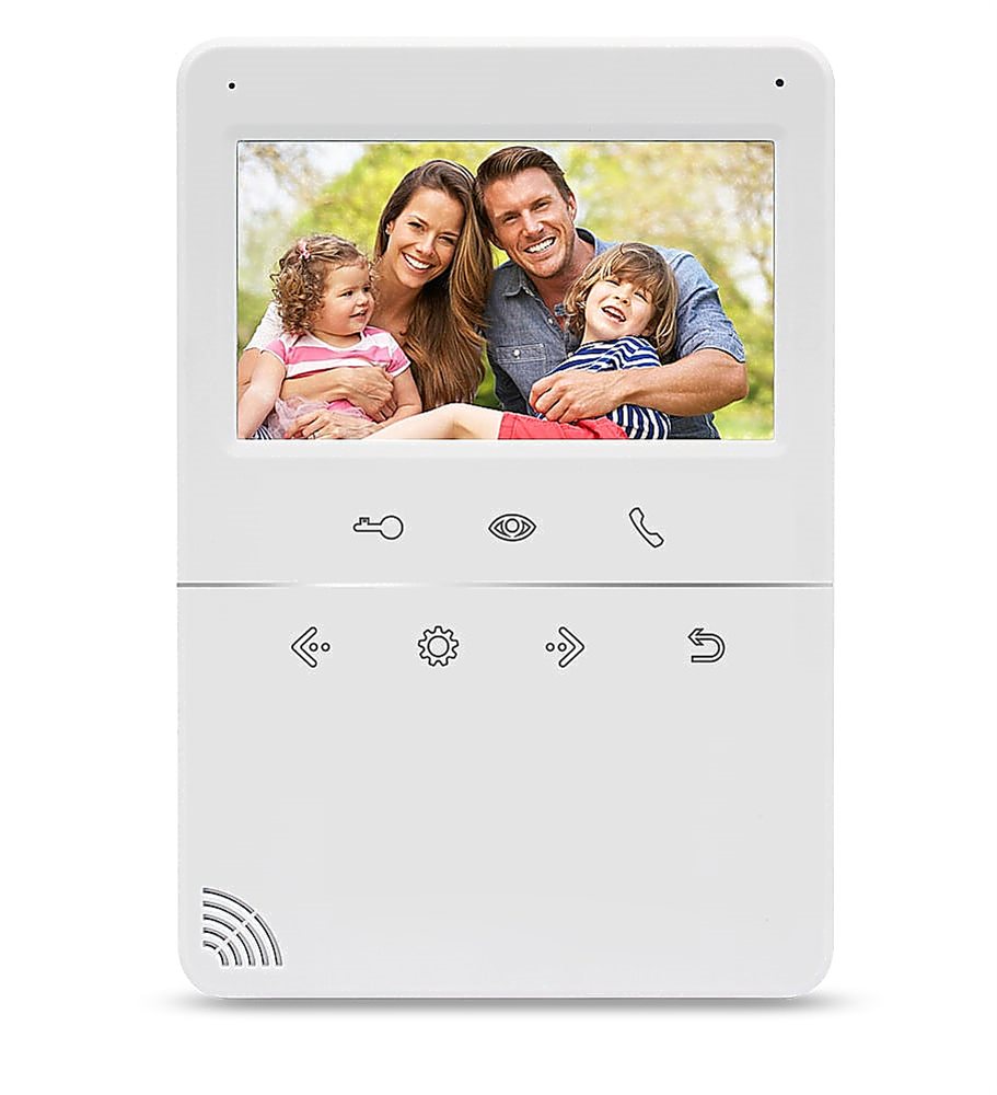 AT-VD432C WH - Цветной 4-x проводный, 4,3" LCD TFT (480*272) видеодомофон. Подключение двух вызывных панелей и двух видеокамер. Адресный "интерком". Накладной тип крепления.