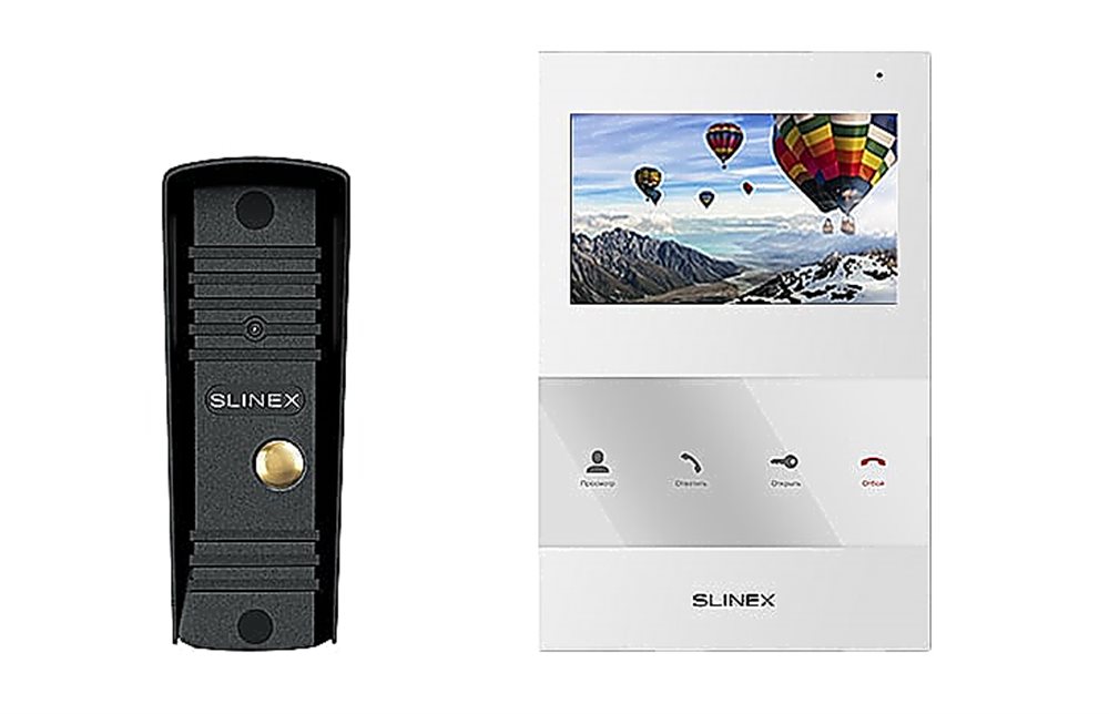 Комплект SQ-04M + ML-16HR - Монитор SQ-04M: цветной, настенный, 4.3" TFT LCD дисплей 16:9, разрешение экрана 480?272. Вызывная панель ML-16HR: накладная, тип матрицы — цветная Sony CCD, разрешение 800 ТВЛ.
