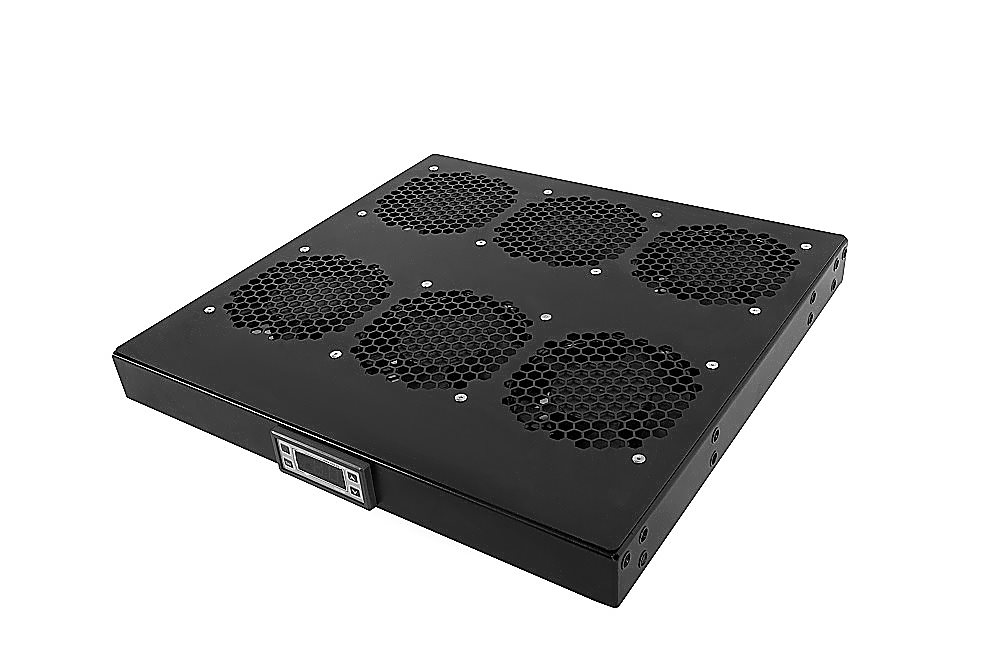 R-FAN-6K-1U-9005 - Модуль вентиляторный 19" 1U, 6 вентиляторов, регул. глубина 390-750 мм  с контроллером, черный