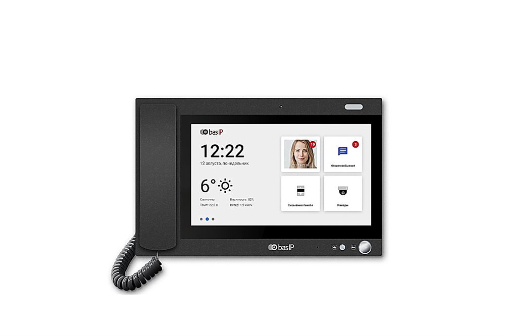 BAS-IP AM-02 BLACK - Монитор консьержа, сенсорный экран 10", видеоинтерком между домофонами