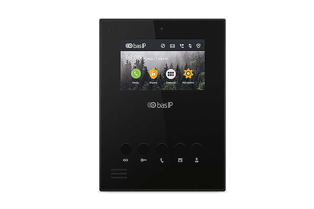 BAS-IP AU-04LA BLACK  - Видеодомофон индивидуальный с возможностью подключения датчиков сигнализации, аудиоинтерком между домофонами, умный дом