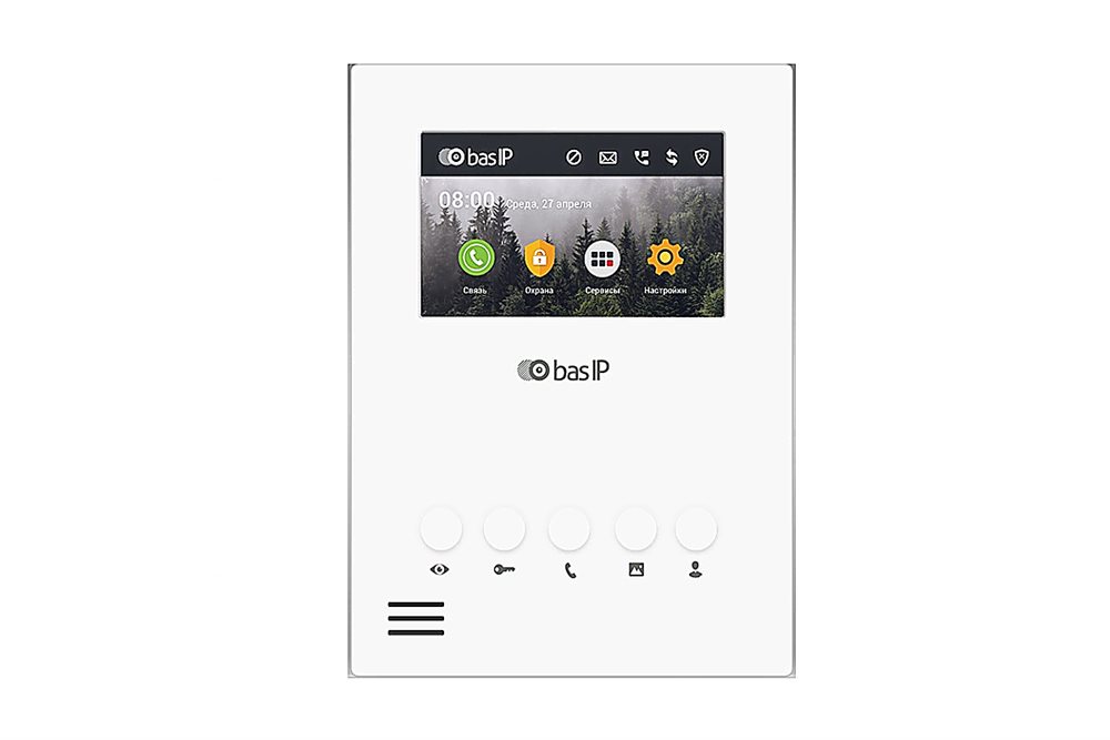 BAS-IP AU-04LA WHITE - Видеодомофон индивидуальный с возможностью подключения датчиков сигнализации, аудиоинтерком между домофонами, умный дом