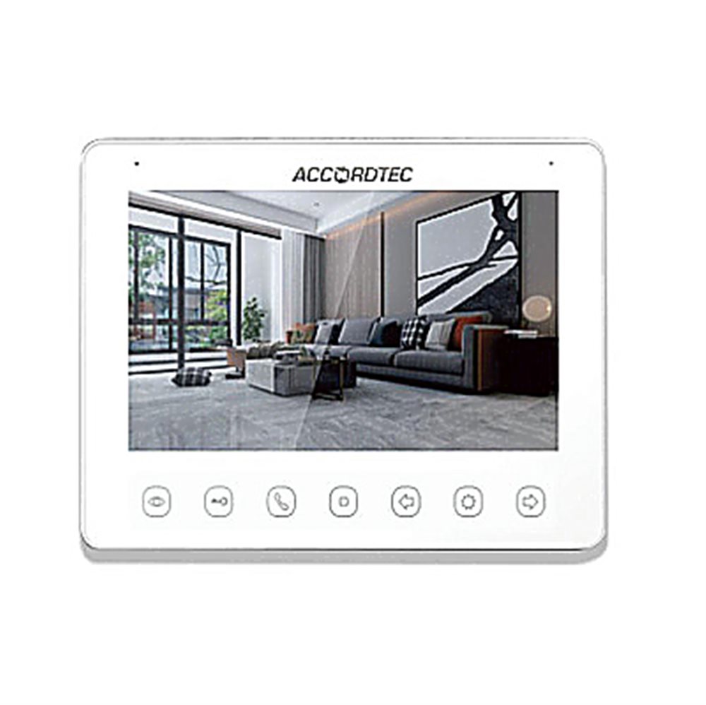 AT-VD 100C/SD WH - Видеодомофон 10", Сенсорные кнопки, 1080P/720P/CVBS Подключение двух вызывных панелей и двух видеокамер.Календарь, будильник