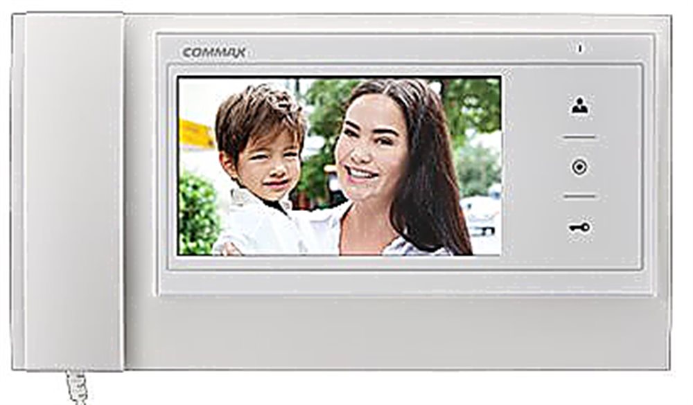 CDV-70K/VZ White - CDV-70K,  дополнительно вызов аудио/видео (при наличии камеры) от координатного подъездного домофона +3-х вызывных блоков и 1-й камера  наблюдения,  цвет - белый