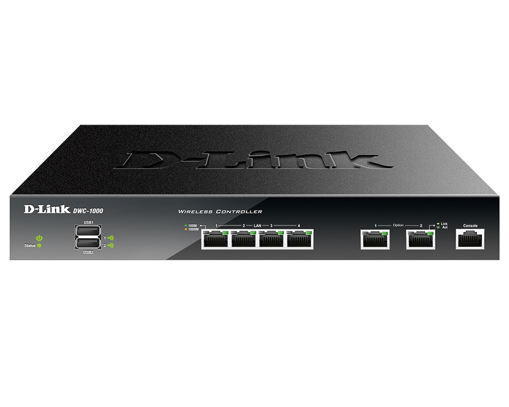 DWC-1000/C1A - Беспроводной контроллер с 6 портами 10/100/1000Base-T и 2 USB-портами, D-Link