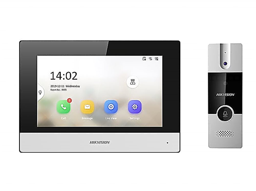 DS-KIS302-P Hikvision - Комплект системы гибридной видеодомофонии с одним видеодомофоном и одной вызывной панелью.