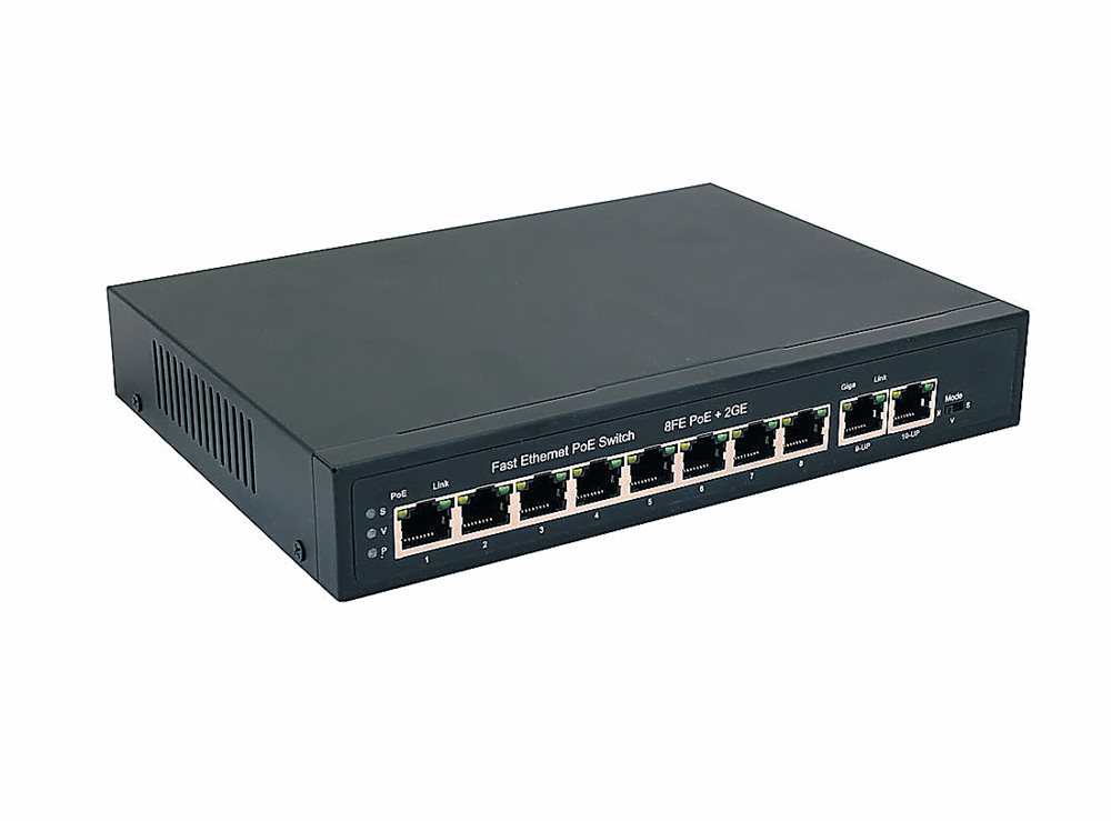 NS-SW-8F2G-P - Коммутатор PoE NST Fast Ethernet на 10 RJ45 портов. Порты: 8 x FE (10/100 Base-T) с поддержкой PoE (IEEE 802.3af/at), 2 x GE (10/100/1000 Base-T). Мощность PoE на порт - до 30W. Суммарная мощность PoE - до 115W