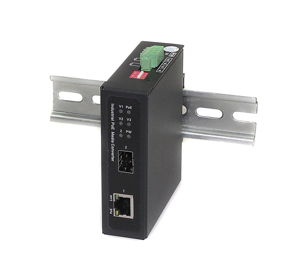 OMC-1000-11BX-I - Промышленный компактный медиаконвертер Osnovo Gigabit Ethernet с поддержкой PoE BT до 90W. Порты: 1 x GE (10/100/1000Base-T) с PoE (до 90W), 1 x GE SFP (100/1000Base-X)
