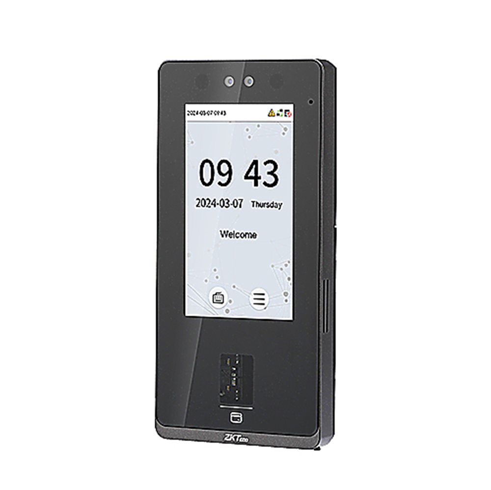 ZKTeco SenseFace 4A - Биометрический терминал с функцией распознавания лиц.  Память: лиц 6 000, отпечатков 8 000, карт 8000, событий 200 000. 4,3" IPS дисплей. TCP/IP, USB, Wiegand, RS485. ОС Linux. IP65. -5°C to 45°C. Считыватель карт EM и отпечатков пальцев