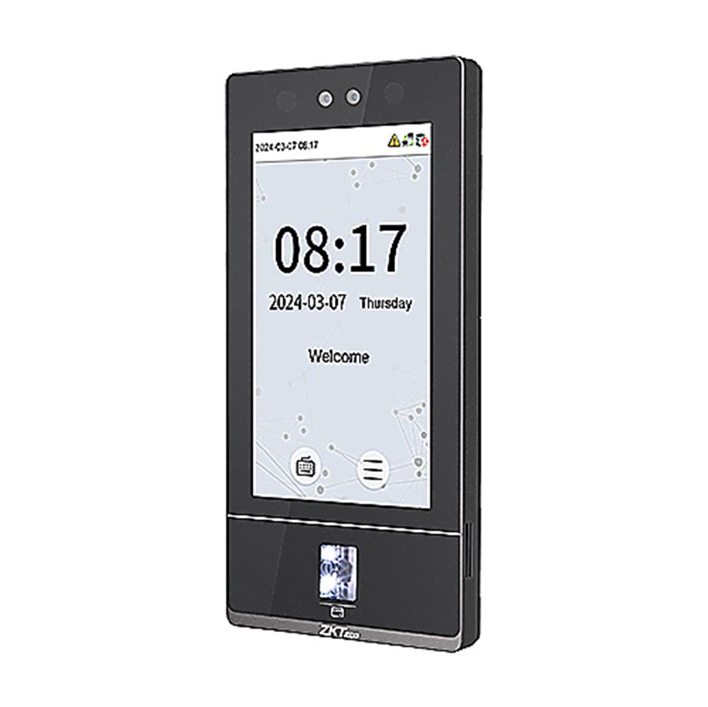ZKTeco SenseFace 7A - Биометрический терминал с функцией распознавания лиц.  Память: лиц 10000, отпечатков 10000, карт 50000, событий 300 000. 7" IPS дисплей. TCP/IP, USB, Wiegand, RS485. ОС Linux. IP65. -5°C to 45°C. Считыватель карт EM и отпечатков пальцев